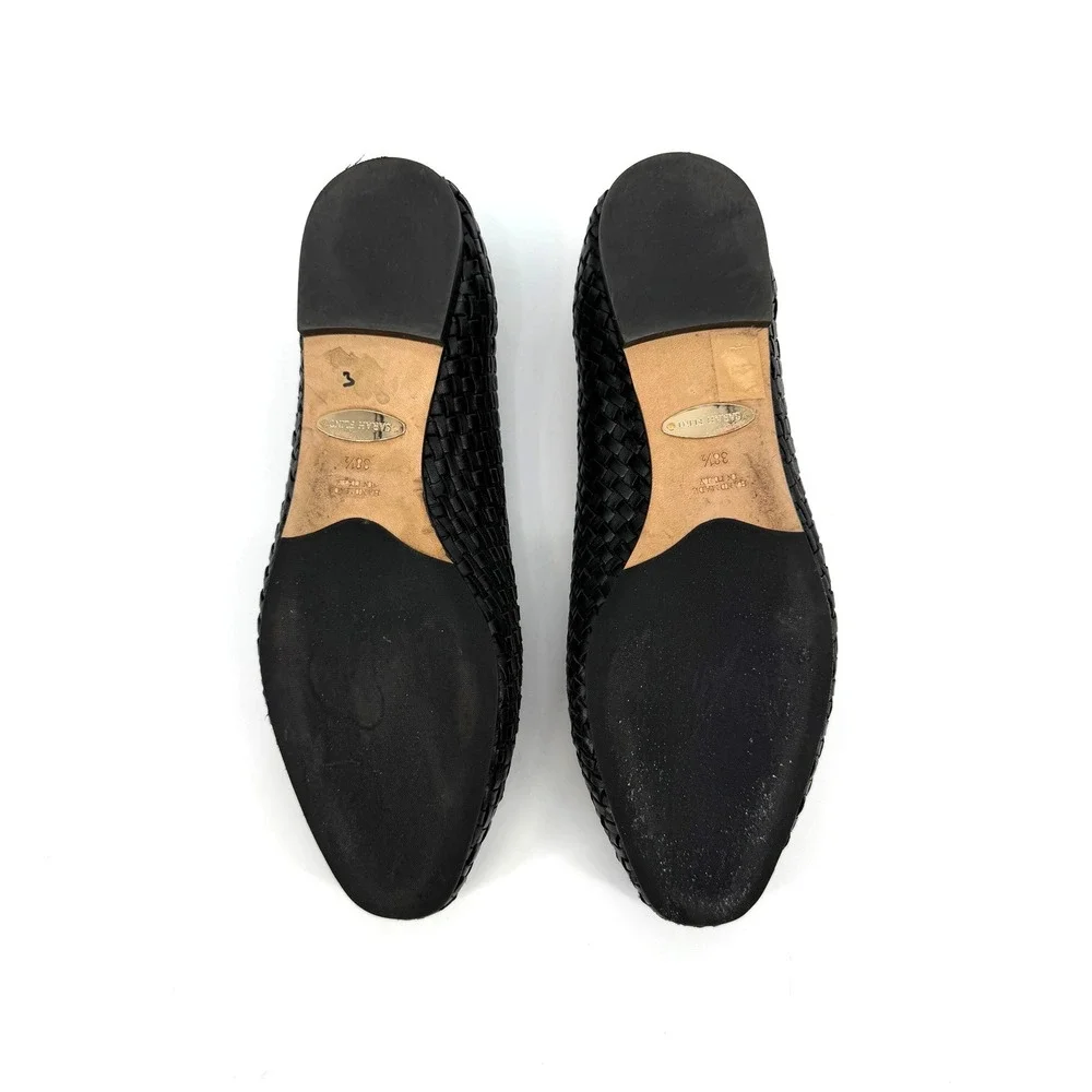 Sarah Flint Black Woven Leather Ballet Flats